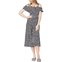 Womens Polka Dot Cold Shoulder Dress