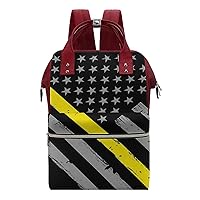 911 Dispatcher Thin Gold Line Flag Durable Travel Laptop Hiking Backpack Waterproof Fashion Print Bag for Work Park Red-Style
