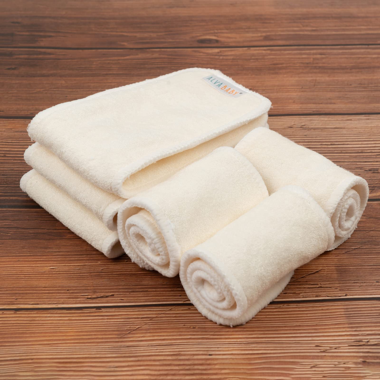 ALVABABY 12PCS Newborn Cloth Diapers Inserts, Reusable Cloth Diaper Inserts Overnight, 12.6x3.54'' Newborn 4-Layer Bamboo&Microfiber Insert 12SMB