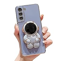 Hug The Stars Astronaut Plated Case with Invisible Stand, Drop Proof for Samsung Galaxy A14 A32 A33 A34 A42 A50 A50S A30S A51 A52 A53 A54 A70 A71 A72 A73 Phone Case (Grey,A72 4G/5G)