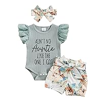 Baby Girl Summer Clothes Newborn Outfit Ribbed Onesie Romper Linen Bloomer Shorts Headband Newborn Girl Clothes