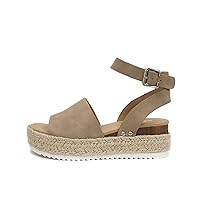 Soda Topic Open Toe Buckle Ankle Strap Espadrilles Flatform Wedge Casual Sandal