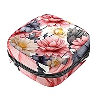 Sanitary Napkin Storage Bags Feminine Menstrual Period Pad Cup Organizer Handbag Portable Tampon Organizer Zipper Bag for Women Teen Girls (Beautiful Floral R)