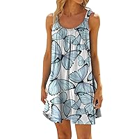 Women's Beach Dresses Fashion Summer Casual Print Sleeveless Cute Mini Sling Dress Sundresses for Women 2024