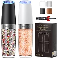 Gravity Electric Salt and Pepper Grinder Set, [Upgraded 9 Oz Capacity] Refillable Battery Operated Automatic Salt and Pepper Grinder Shakers Mill, Adjustable Coarseness One Hand Operation