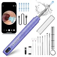 Ear Wax Removal, Ear Wax Removal Tool Camera, Ear Cleaner, Ear Wax Removal Kit Includes 9 Ear Pick, Compatible with iOS and Android, with 1296P HD Camera and LED Light (Purple)