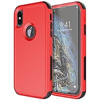 Diverbox for iPhone X Case/iPhone Xs Case [Shockproof] [Dropproof] [Tempered Glass Screen Protector ] Heavy Duty Protection Phone Case Cover for Apple iPhone X/XS (Red)