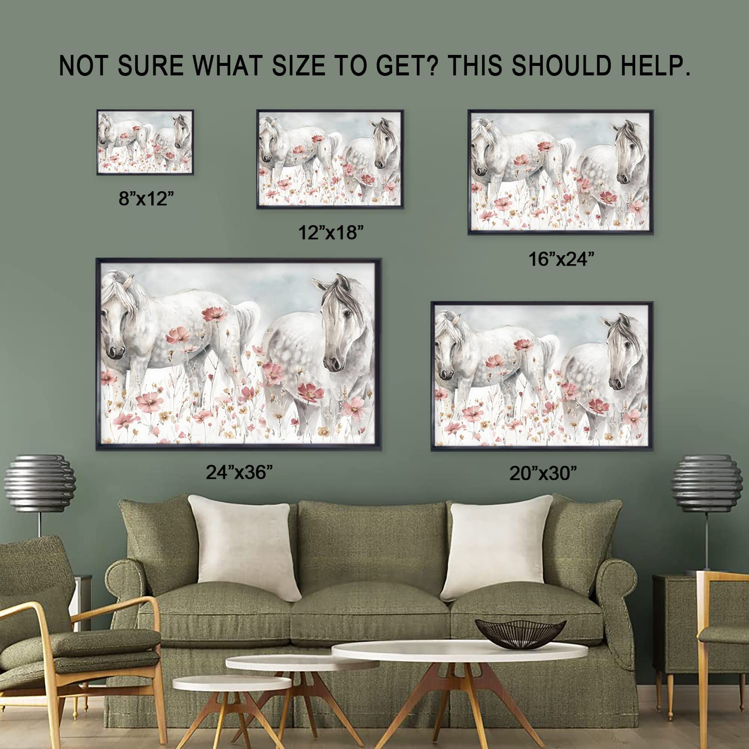 Mua Canvas Wall Art White Horse In Flower Field Prints Painting ...