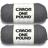 Caron One Pound Med Gray Mix Yarn - 2 Pack of 454g/16oz - Acrylic - 4 Medium (Worsted) - 812 Yards - Knitting/Crochet