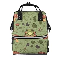 Diaper Bag Backpack Frogs and mushrooms Maternity Baby Nappy Bag Casual Travel Backpack Hiking Outdoor Pack