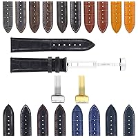 17-24mm Leather Watch Band Strap Deployment Clasp Compatible with Seiko