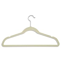 HNG-01051 Ultra Thin Non-Slip Velvet Hangers, 20-Pack, Ivory