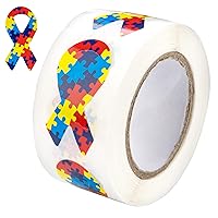 Small Asperger's Awareness Ribbon Stickers - Autism Support Ribbon Decals for Fundraising & Advocacy - (1 Roll- 250 Stickers)