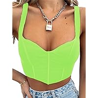 Women Ruched Y2k Corsets Crop Top Stretchy Strappy Square Neck Camis Tank Tube Top