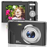 Digital Camera for Kids - 36MP Kids Camera 1080P FHD Kid Camera with 16X Digital Zoom, LCD Screen Rechargeable Compact Camera Vlogging Camera for Kids Teens Girls Boys (Black)