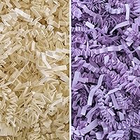 MagicWater Supply - Light Ivory & Lavender (4 oz per color) - Crinkle Cut Paper Shred Filler great for Gift Wrapping, Basket Filling, Birthdays, Weddings, Anniversaries, Valentines Day