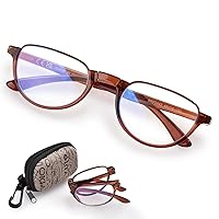 Folding Reading Glasses for Women Blue Light Blocking, Half-moon Womens Compact Foldable Readers with Eyewear Case