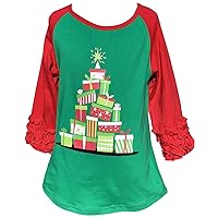 Little Girls Raglan Tshirt Holiday Christmas Party Top T-Shirt Tee Shirt Blouse