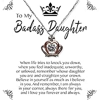 To My Badass Daughter 0.925 Sterling Silver Necklace Gift Daughter Graduation Gift From Dad Mom To Daughter Jewelry with Message Card Gift Pendant From Father To Daughter
