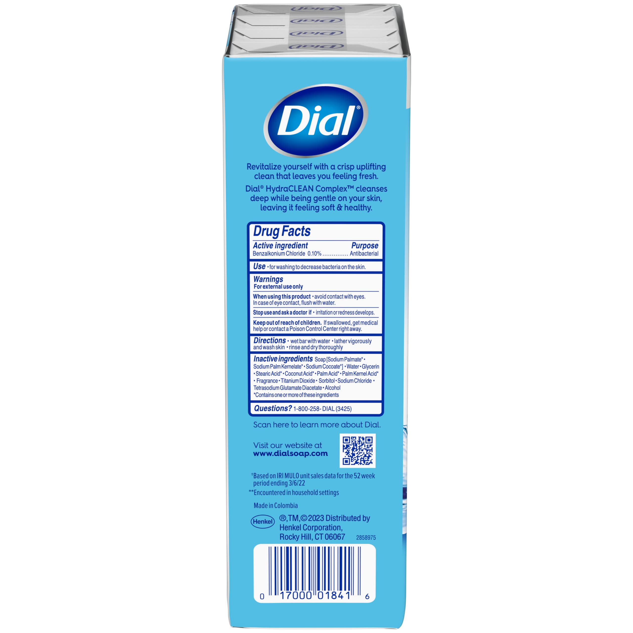 Dial Antibacterial Bar Soap, Refresh & Renew, Spring Water, 4 oz, 8 Bars