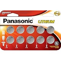 Panasonic CR2032 3.0 Volt Long Lasting Lithium Coin Cell Batteries in Child Resistant, Standards Based Packaging, 10 Pack