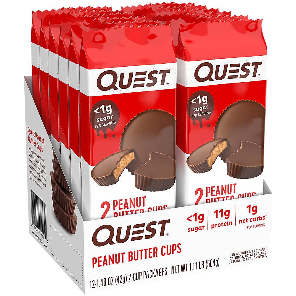 Quest Nutrition Cheese Crackers & High Protein Low Carb, Gluten Free, Keto Friendly, Peanut Butter Cups, 12 Count (Pack of 1) (total- 17.76 Ounce)