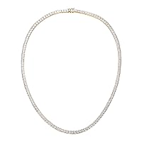 MDFUN Tennis Necklace 18K White Gold/Yellow Gold Plated | 3.0mm Square Cubic Zirconia Cut Bezel Setting Faux Diamond Tennis Chain Choker for Women and Men 16-24 inches
