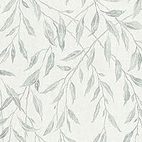 Leaf Wallpaper Boho Contact Paper Peel and Stick Wallpaper Leaves Contact Paper for Cabinets Floral Wallpaper for Bathroom Self-Adhesive Removable Wallpaper Olive Farmhouse Nature Paper 17.3“×393“