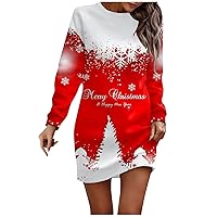 Sweater Dresses for Women 2023 Trendy Christmas Dresses Fashion Round Neck Pleated Skirt Long Dresses Formal Trendy