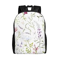 Laptop Backpack 16.1 Inch with Compartment Watercolor Floral Pattern Laptop Bag Lightweight Casual Daypack for Travel