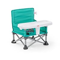Bright Starts Pop 'N Sit Portable Booster, Indoor/Outdoor Use, Floor Seat with Feeding Tray, Teal, 6 Mos - 3 Yrs