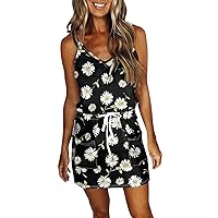 Sexy Dresses for Women 2024,Women V Neck Dress Spaghetti Strap Sleeveless Dress Drawstring Sling Tanks Mini Loo