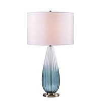 Kenroy Home 33319BLU Glo Table Lamp, 28 x 15 Inch, Sky Blue Ombre Glass with Antique Brass Finish
