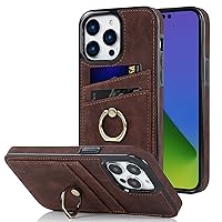 Ring Stand Straight Edge Wallet Leather Phone Case for Samsung Galaxy Note 20 10 Ultra Pro Plus Back Cover, Card Holder Soft Shell Bumper(Brown,Note 10 Pro)