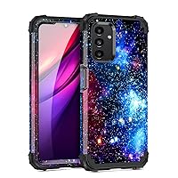 Casetego Compatible with Galaxy A13 5G Case,Shiny in The Dark Three Layer Heavy Duty Sturdy Shockproof Full Body Protective Cover Case for Samsung Galaxy A13 5G,Shiny Blue