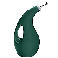 Rachael Ray Solid Glaze Ceramics EVOO Olive Oil Bottle Dispenser with Spout - 24 Ounce, Dark Green