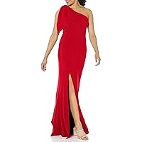 Dress the Population Women's Georgina One Shoulder Bow Detail Trumpet Gown Long Dress