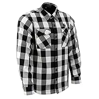 NexGen NXM1601SET Men's 'Riffraff' Black and White Heated Flannel Long Sleeve Shirt (Rechargeable Battery Pack Included)