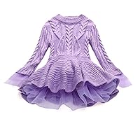 Girls Sweater Dress Baby Tulle Kids Pullover Sweaters Crochet Knitted Winter Dress Toddler Long Sleeve