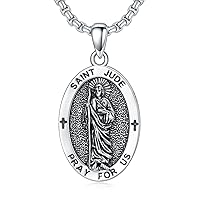 Saint Jude/Serenity Prayer/Jesus/Knights Templar/Michael/Francis/Virgin Mary/Benedict Necklace 925 Sterling Silver Amulrt Medal Pendant Jewelry Thanksgiving Day Gifts for Men Women