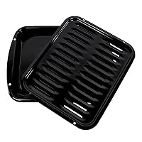 Certified Appliance Accessories Heavy-Duty Porcelain 16-In. x 12.75-In. Broiler Pan & Grill Set Black (50016)