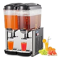 Commercial Cold Beverage Dispenser Commercial Juice Dispenser, 2 And 3 Tanks Stainless Steel Ice Tea Drink Dispenser with Thermostat Controller (2 Tanks)