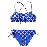 Chance Loves BLUE WHITE 2-PIECE SET BRALETTE TOP & SIDE TIES BOTTOMS - Reversible for Tween, Teen and Junior Girls