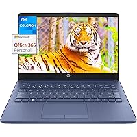 hp Stream 14 inch Laptop for Student and Business, Intel Quad-Core Processor, 16GB RAM, 64GB eMMC, 1-Year Office 365, Webcam, Long Battery Life, Win11 H