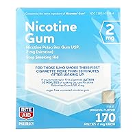 Rite Aid Nicotine Gum, 2mg, Original Flavor - 170 Pieces | Quit Smoking Aid | Nicotine Replacement Gum | Stop Smoking Aids That Work | Chewing Gum to Help You Quit Smoking | Uncoated Nicotine Gum