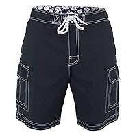 US Apparel Men's Solid Color Cargo Style Microfiber Board Shorts (Regular & Extended Sizes)