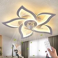 HuixuTe Ceiling Fan with Lights Remote Control, 3 Colors, 6 Speeds, 24