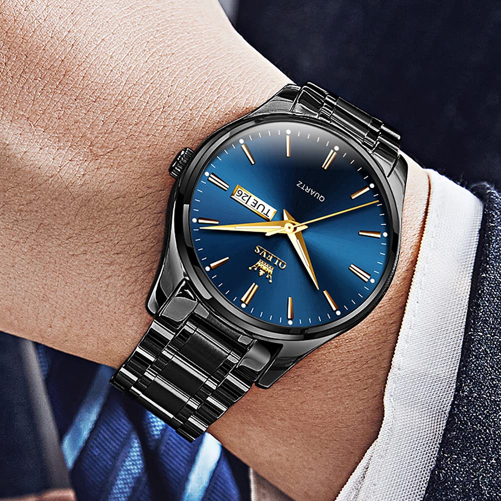 OLEVS Mens Gold Watches Analog Quartz Business Dress Watch Day Date Stainless Steel Classic Luxury Luminous Waterproof Casual Male Wrist Watches