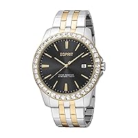 Esprit Women Analogue Quartz Watch ES1L318M0095, Two Tone Silver and Gold Colour
