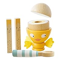 Le Toy Van - Wooden Honeybake 'Chicky Chick' Wooden Egg Cup Set | Pretend Food Kitchen Play Toy Set | Kids Role Play Toy Kitchen Accessories